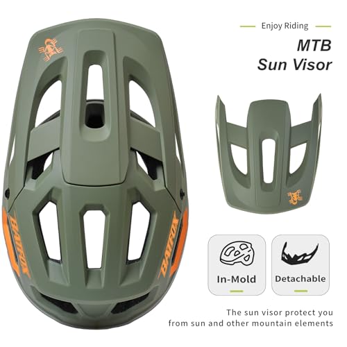 BATFOX Bike Helmet Mountain Bike Helmets for Men Women Adults MTB Bicycle Cycling BMX Bike Helmet(Army Green,L(55-59CM)) - Image 5