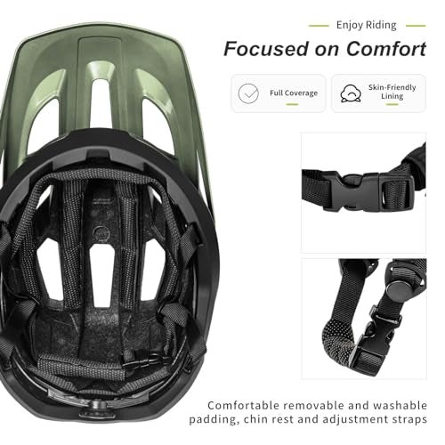 BATFOX Bike Helmet Mountain Bike Helmets for Men Women Adults MTB Bicycle Cycling BMX Bike Helmet(Army Green,L(55-59CM)) - Image 4