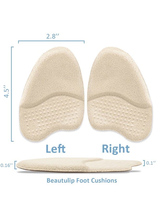 Beautulip Metatarsal Pads for Women, Anti-Sliding Pads for Open Toe Shoes, Ball of Foot Cushions, Shoe Filler, Reduce Foot Slip 1 Pair, Beige+black+clear - Image 5