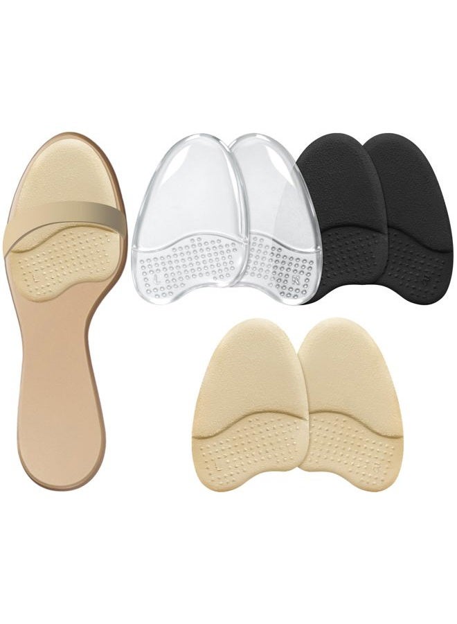 Beautulip Metatarsal Pads for Women, Anti-Sliding Pads for Open Toe Shoes, Ball of Foot Cushions, Shoe Filler, Reduce Foot Slip 1 Pair, Beige+black+clear - Image 1