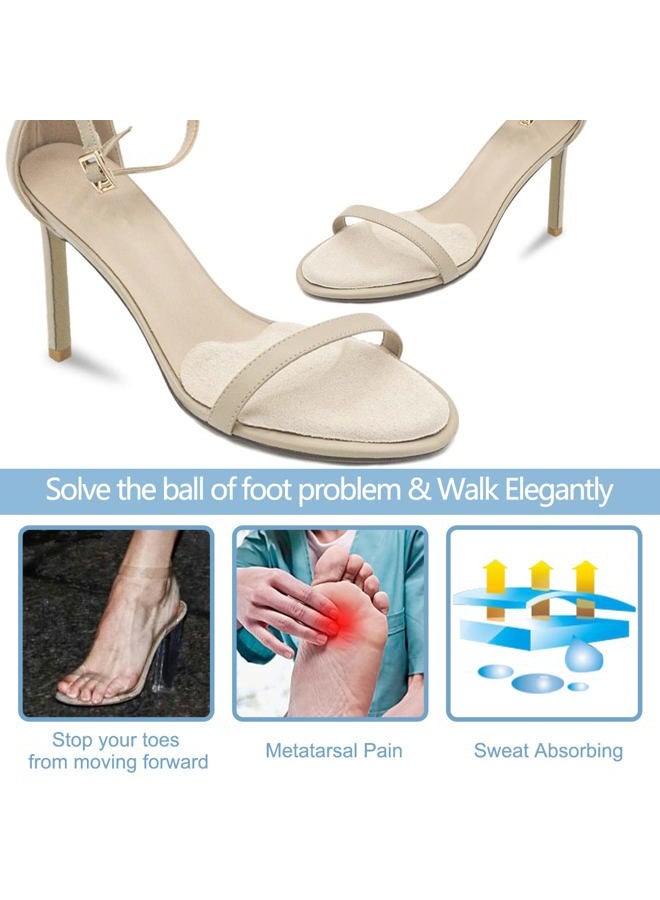 Beautulip Metatarsal Pads for Women, Anti-Sliding Pads for Open Toe Shoes, Ball of Foot Cushions, Shoe Filler, Reduce Foot Slip 1 Pair, Beige+black+clear - Image 3