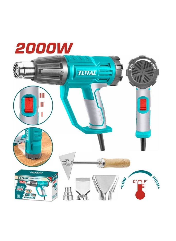 TOTAL TOTAL Heat Gun 2000W, Adjustable Temperature 50°C to 550°C, Professional Hot Air Gun with Nozzles & Scraper for DIY, Crafting, Shrink Wrapping, and Paint Removal  - Image 2