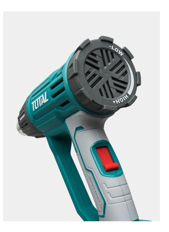 TOTAL - TOTAL Heat Gun 2000W, Adjustable Temperature 50°C to 550°C, Professional Hot Air Gun with Nozzles & Scraper for DIY, Crafting, Shrink Wrapping, and Paint Removal - Image 1