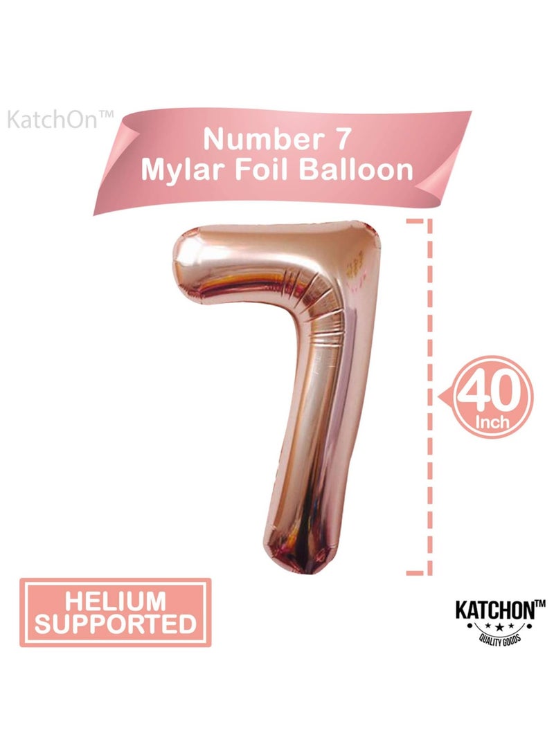 KATCHON Rose Gold Number 7 Foil Balloon For 7th Birthday Decoration - Image 2