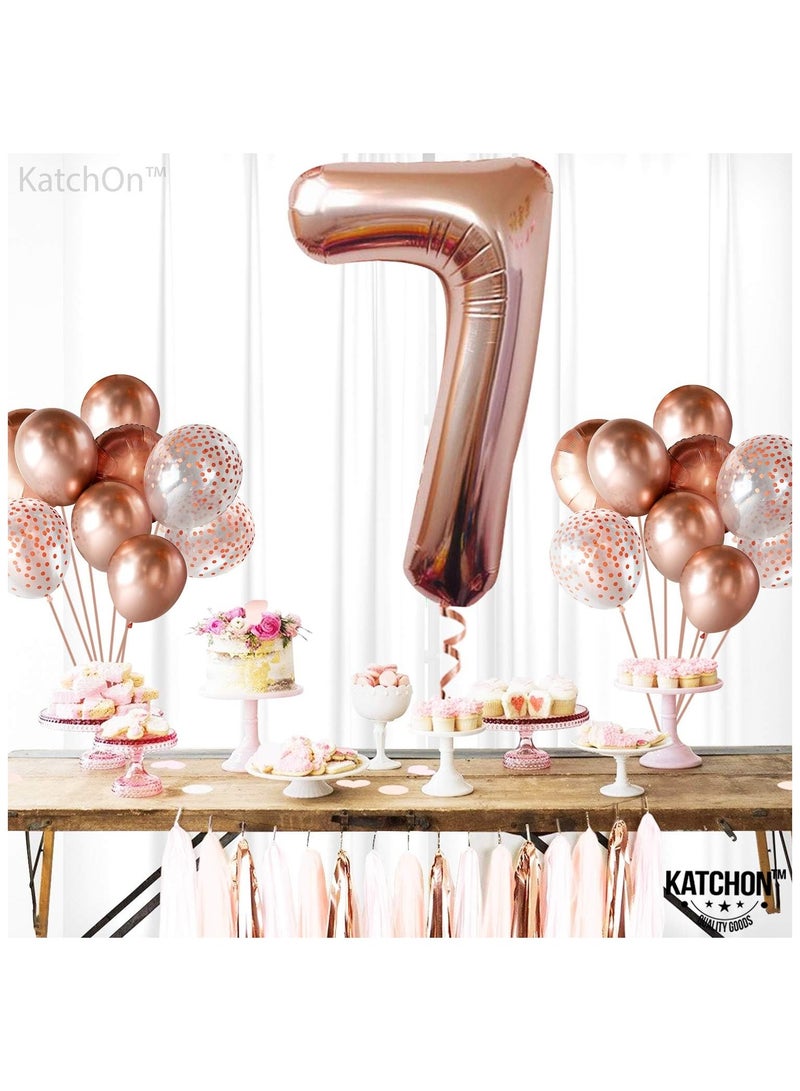 KATCHON Rose Gold Number 7 Foil Balloon For 7th Birthday Decoration - Image 4