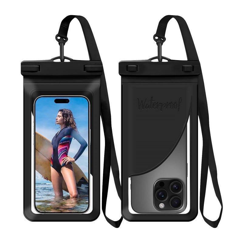Vsagier Waterproof Phone Pouch, with Interior Card Pocket, Large Waterproof Phone Case for iPhone 17 16 15 14 Pro Max, IPX8 Lightweigt Cellphone Dry Bag, Beach Cruise Ship Essentials,1 Pack-Black-8.3â€³ - Image 1