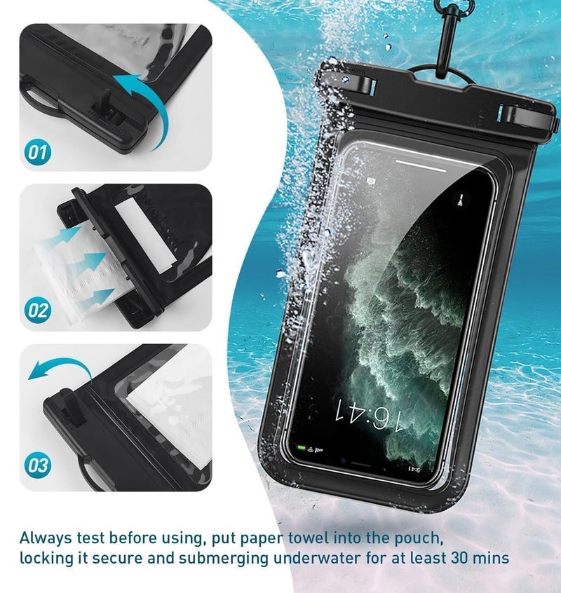 Vsagier Waterproof Phone Pouch, with Interior Card Pocket, Large Waterproof Phone Case for iPhone 17 16 15 14 Pro Max, IPX8 Lightweigt Cellphone Dry Bag, Beach Cruise Ship Essentials,1 Pack-Black-8.3â€³ - Image 5