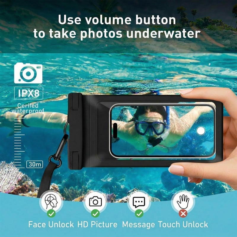 Vsagier Waterproof Phone Pouch, with Interior Card Pocket, Large Waterproof Phone Case for iPhone 17 16 15 14 Pro Max, IPX8 Lightweigt Cellphone Dry Bag, Beach Cruise Ship Essentials,1 Pack-Black-8.3â€³ - Image 4