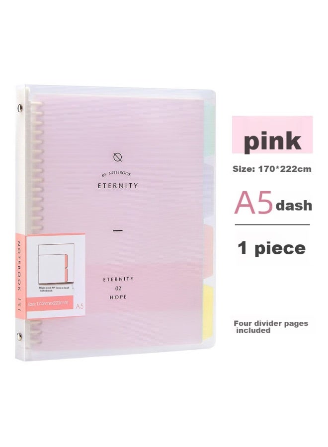 Wengu A5 Loose-leaf Notebook, Detachable Binder, 20 Holes, 60 Sheets, Ruled Paper, Four-color Index Dividers, Pink, B17-a5/b - Image 1