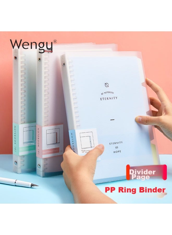 Wengu A5 Loose-leaf Notebook, Detachable Binder, 20 Holes, 60 Sheets, Ruled Paper, Four-color Index Dividers, Pink, B17-a5/b - Image 2