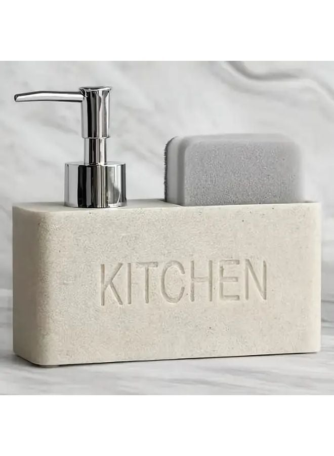 Gray 2 In 1 Soap Dispenser And Sponge Holder Organizer For Sink Accessories - Image 1