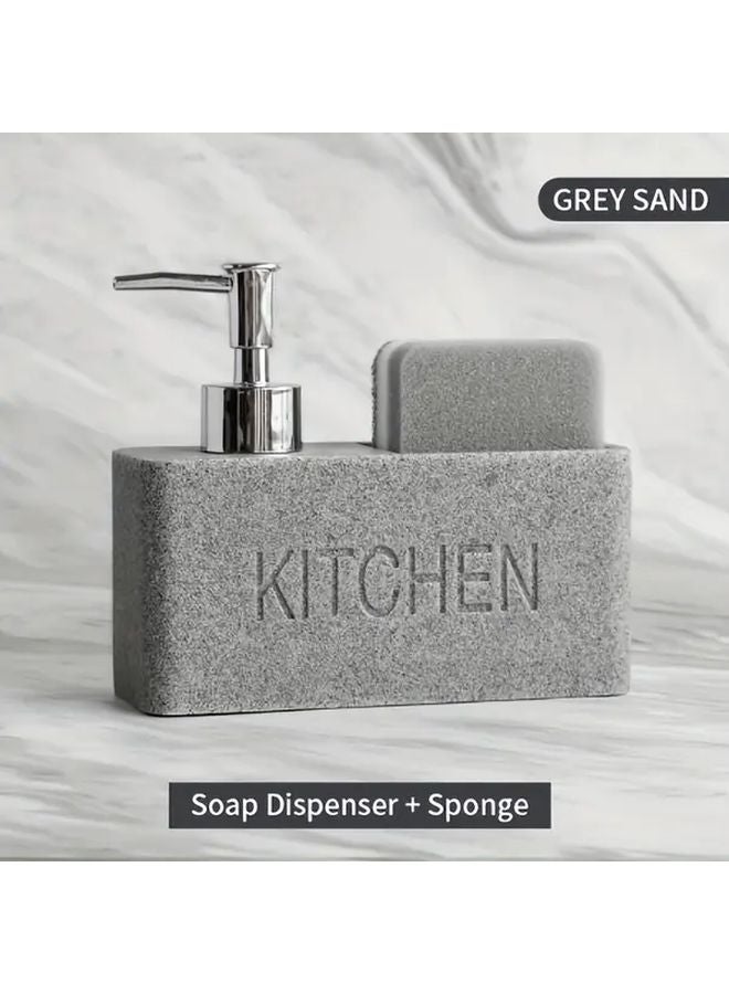 Gray 2 In 1 Soap Dispenser And Sponge Holder Organizer For Sink Accessories - Image 3