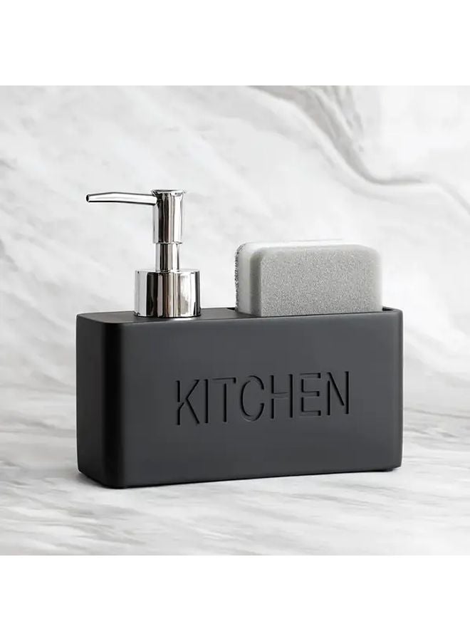 Gray 2 In 1 Soap Dispenser And Sponge Holder Organizer For Sink Accessories - Image 2