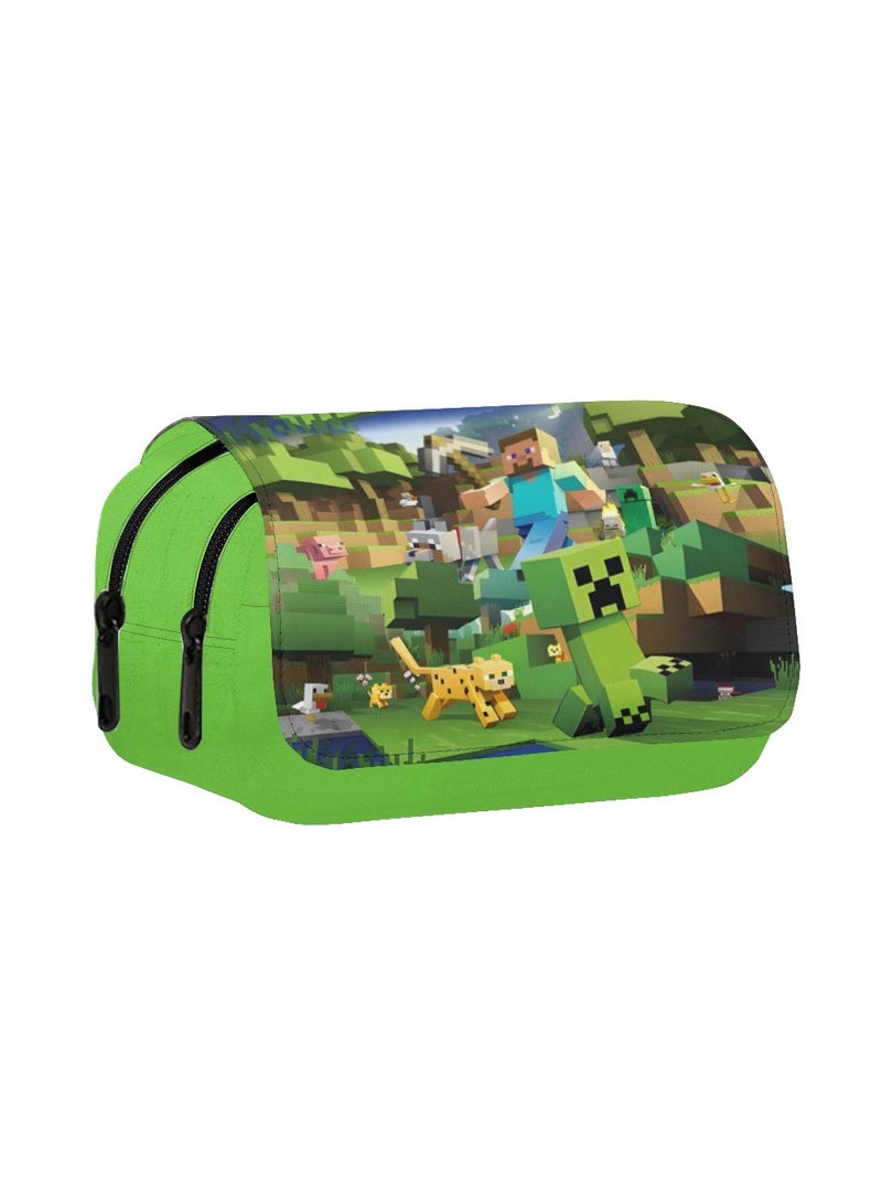 ماين كرافت الكرتون الطباعة طبقة مزدوجة مقلمة ماين كرافت قلم رصاص حقيبة أدوات مكتبية لطلاب المدارس الابتدائية والمتوسطة