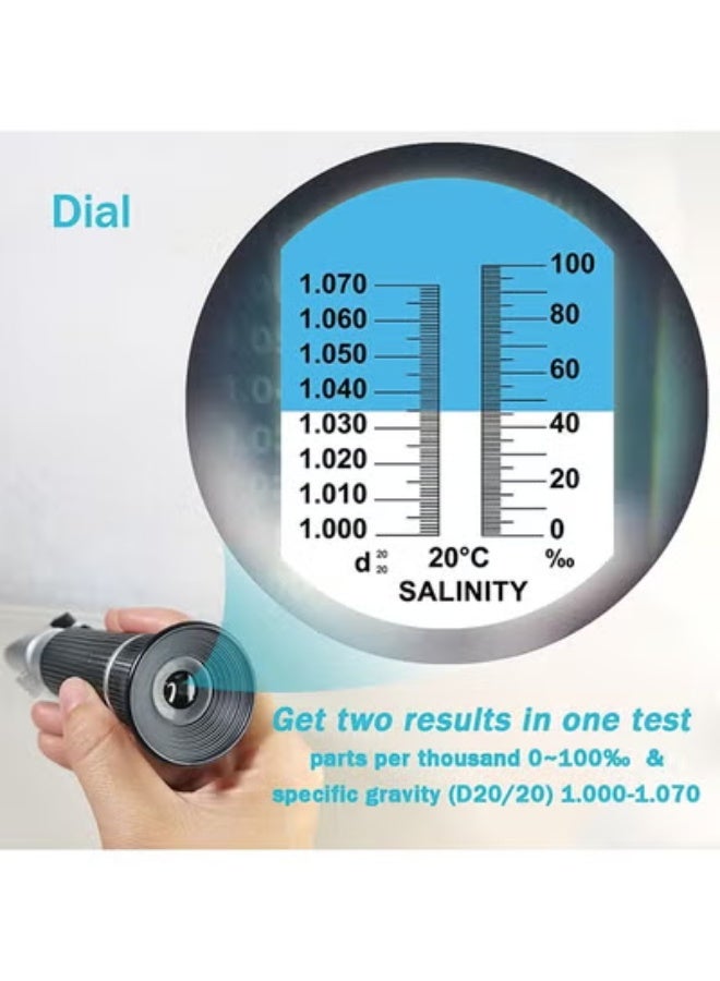 مقياس انكسار الملوحة لمياه البحر وحوض السمك البحري 0-100 جزء لكل تريليون مع تعويض درجة الحرارة التلقائي - Image 5