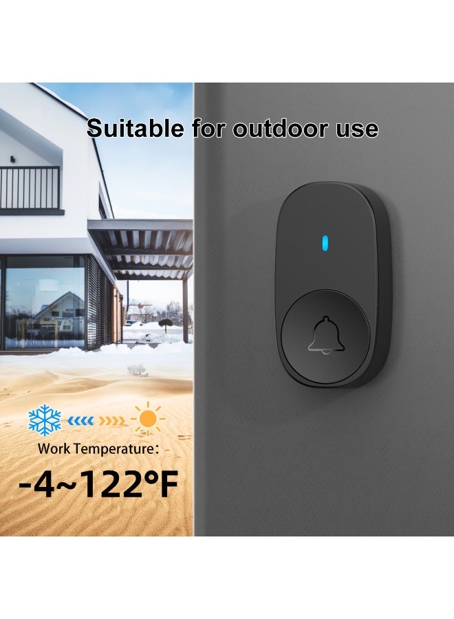 Chabeia Doorbell kit, plug-in receiver with a 1050-foot range, 5 volume levels, 38 ringtones, LED flashing light, easy to install and use（Black） - Image 5