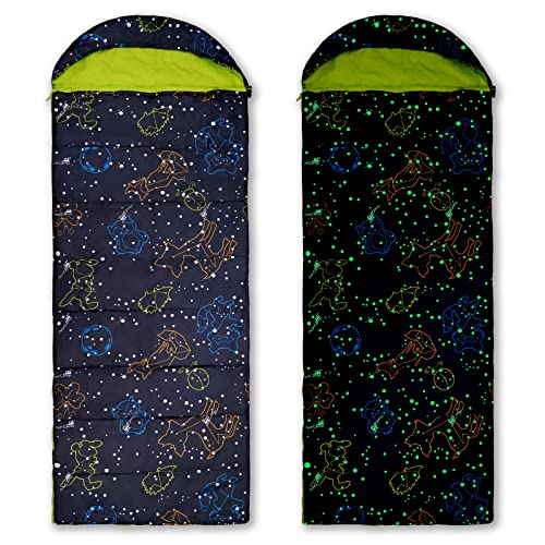 AceCamp Kids' Glow-in-The-Dark Sleeping Bag - Portable, Water-Resistant, Temp Rating 30F/ -1, for Camping, Hiking, Slumber Party (Youth) - Image 1