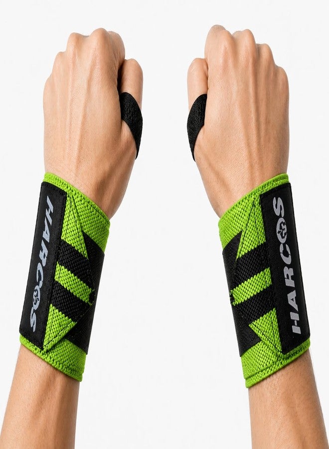 Harcos Cotton Wrist Wraps for Weightlifting (18 Inch Length) Adjustable with Thumb Loop – Quality Best Wrap for Powerlifting Competition Wrist Support for Gym, Training, and Fitness (Green) - Image 1