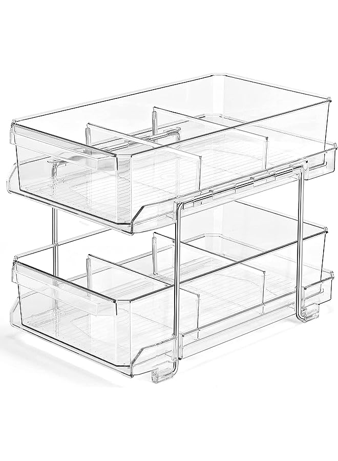 U-HOOME Under Sink Cabinet Organizer with Dividers, U-HOOME Multi-Purpose Slide-Out Storage Container, Pull Out Under Sink Organizer Shelf,Under Sliding Cabinet Basket Organizer for Bathroom, Kitchen - Image 1