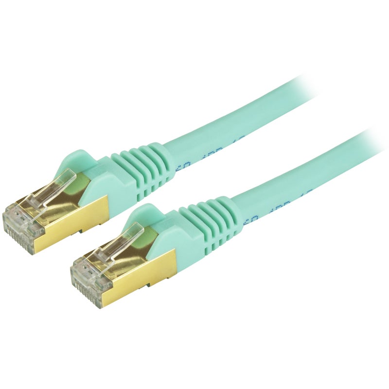 Startech.com StarTech 25ft CAT6a Ethernet Cable 10 Gigabit Shielded Snagless RJ45 100W PoE Patch Cord 10GbE STP Network Cable with Strain Relief Turquoise UL TIA C6ASPAT25AQ - Image 2