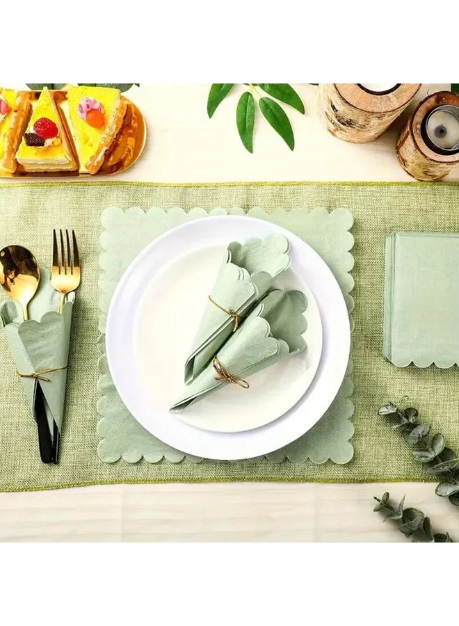 Sage Green Cocktail Napkins 50pcs 2 Ply Disposable Absorbent For Weddings Parties - Image 4