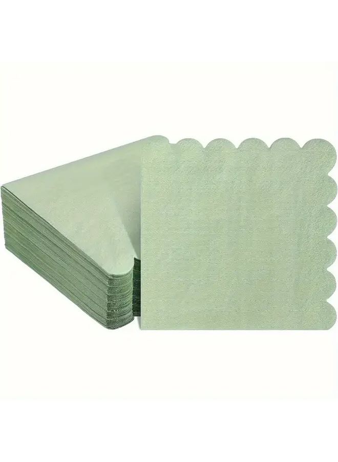 Sage Green Cocktail Napkins 50pcs 2 Ply Disposable Absorbent For Weddings Parties - Image 1