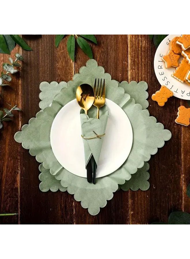 Sage Green Cocktail Napkins 50pcs 2 Ply Disposable Absorbent For Weddings Parties - Image 2
