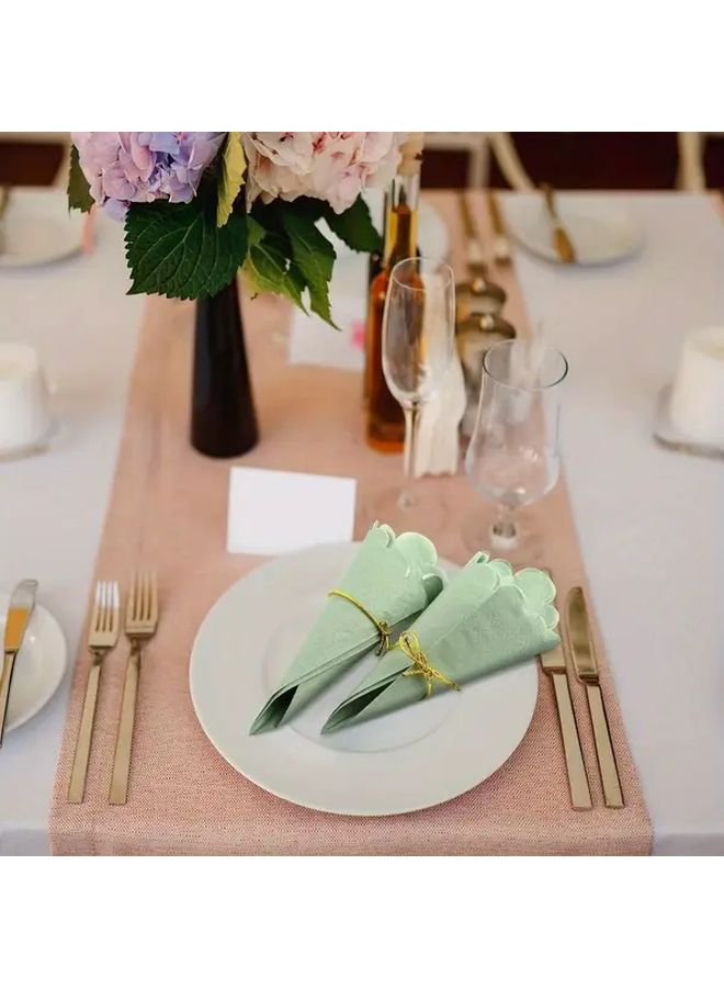 Sage Green Cocktail Napkins 50pcs 2 Ply Disposable Absorbent For Weddings Parties - Image 5