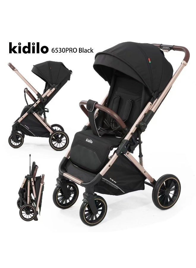 Kidilo Lightweight Stroller for Newborns - One-Hand Fold, with 360-Degree Swivel Wheels & Aluminum Frame