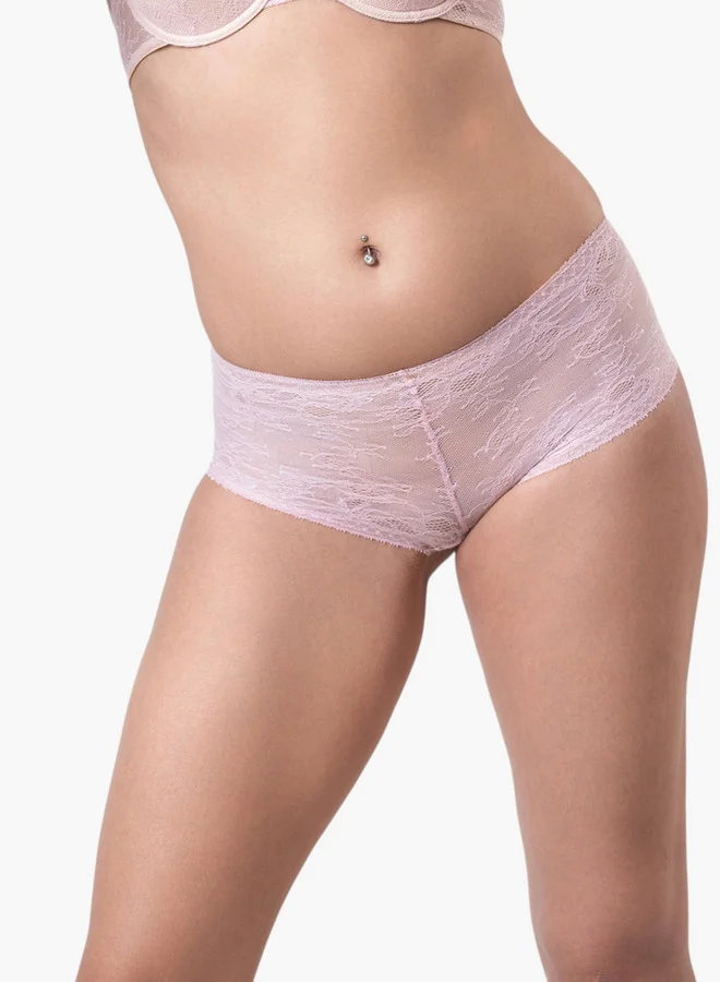 Aadaraya Aadaraya Lace Textured Brief with Elasticated Waistband
