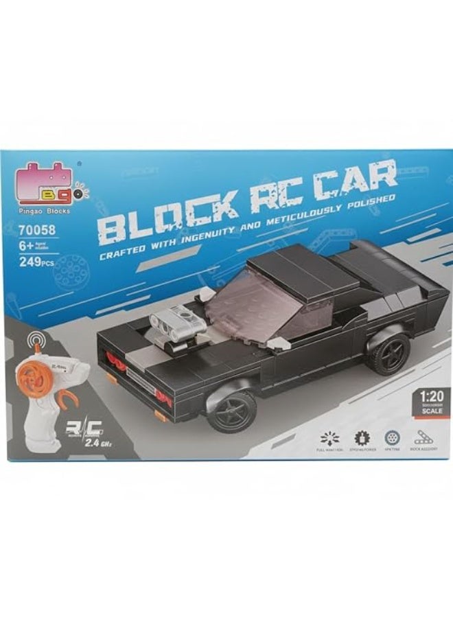 RC Car Building Kit 249 PCS, 1:20 Scale Remote Control Sports Car Toy, 2.4GHz DIY Construction Blocks Set for Kids Boys 6+ Years, STEM Educational Racing Model with Controller - Image 1