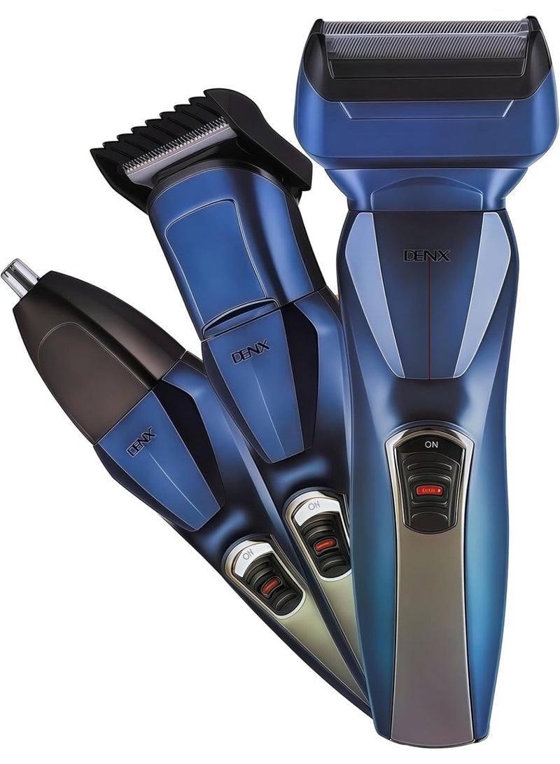 Denx Dinx 3-in-1 Hair Trimmer for Men, Beard Trimmer, Nose, Face and Body Hair Trimmer, Waterproof Cordless Electric Shaver with USB Charging, Hair Clipper, 60 Minutes Run Time, DX1339 - Image 1