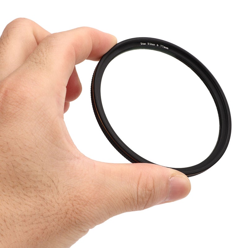 Star Filter 77mm HD Coated Anti-glare Anti-scratch - 360° Rotating Knurled Frame Lens Filter for Night Scenery Glass Metal Product Photography - Image 1