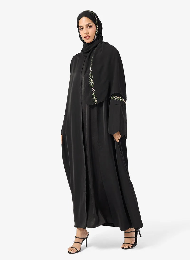 Khizana  Abaya With Scallop Hem Sleeves & Sheila for Women | Best Price UAE