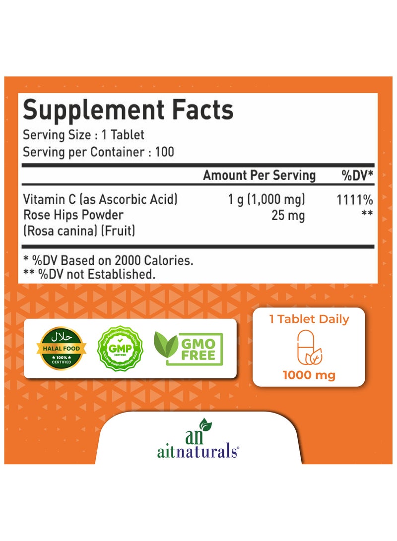 ايه آي تي ناتشورالز فيتامين سي 1000 ملغ مع ثمر الورد 100 قرص - Image 2