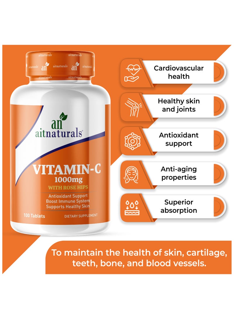 ايه آي تي ناتشورالز فيتامين سي 1000 ملغ مع ثمر الورد 100 قرص - Image 5