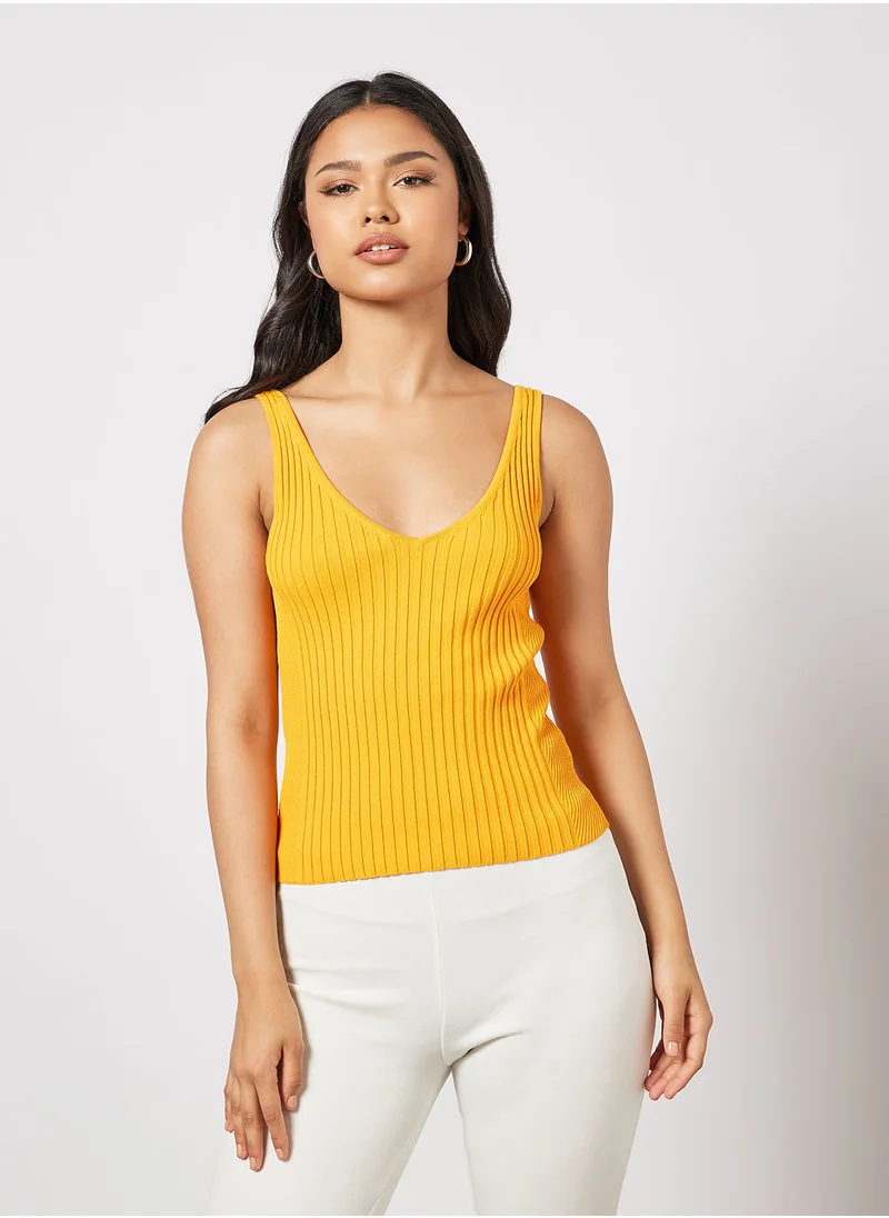 CALVIN KLEIN Rib V Neck Top