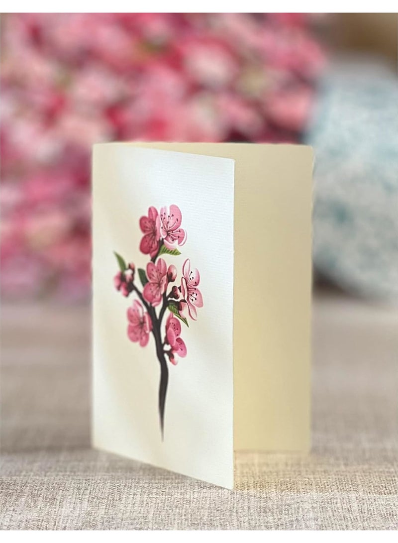 Zikra 3D Flower Bouquet Pop Up Cards, Paper Greeting Cards with Note Card and Envelope, 12" Cherry Blossoms Birthday Anniversary Get Well Gifts for Women - Image 5