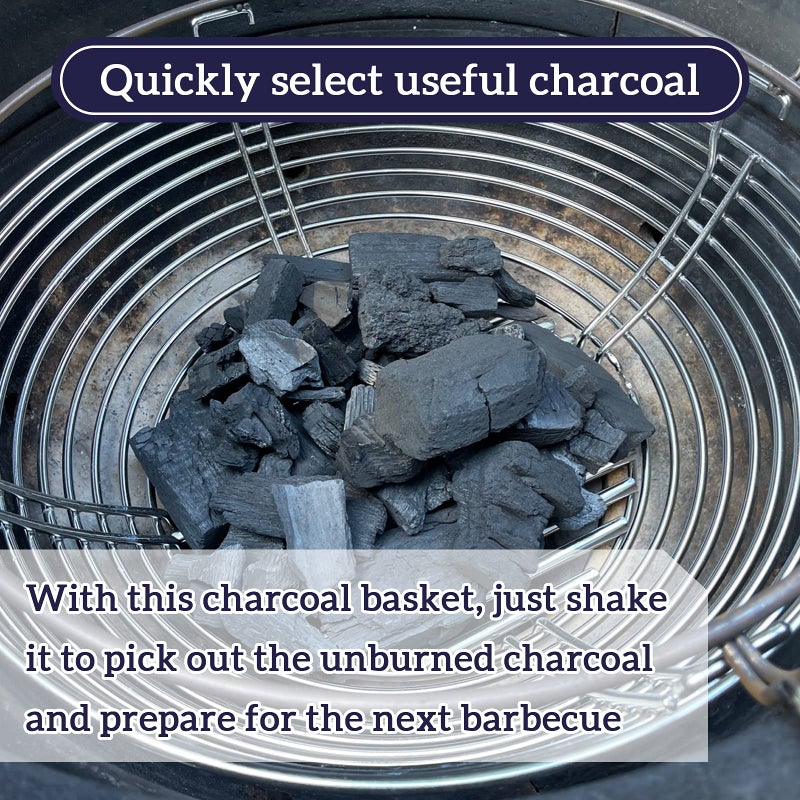 VANKEY Lump Charcoal Fire Basket with Removable Divider Charcoal Basket for Kamado Joe Classic Series, Large Big Size Green Egg Stainless Steel Grill Ash Baskets - Image 4