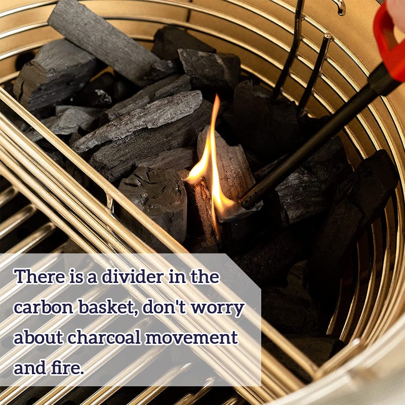 VANKEY Lump Charcoal Fire Basket with Removable Divider Charcoal Basket for Kamado Joe Classic Series, Large Big Size Green Egg Stainless Steel Grill Ash Baskets - Image 3