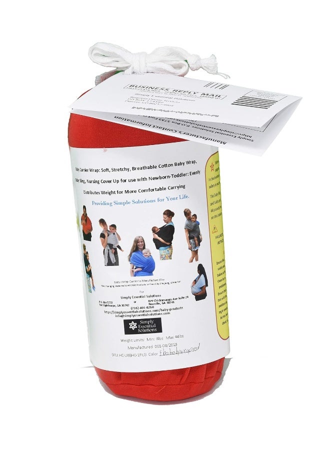 Simply Essential Solutions حمالة أطفال ناعمة وقابلة للتمدد من القطن، حمالة أطفال، غطاء للرضاعة للاستخدام مع حديثي الولادة حتى toddlers: توزع الوزن بالتساوي لراحة أكبر أثناء الحمل (أحمر) - Image 4