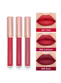 DNMBeauty 3 Colors Matte Liquid Lipstick Set Non Drying Moisturizing Formula Lip Gloss Ultra Matte Finish Waterproof Sweatproof Long Lasting Soft Smooth Matte Finish Liquid Lipstick #C  - Image 4