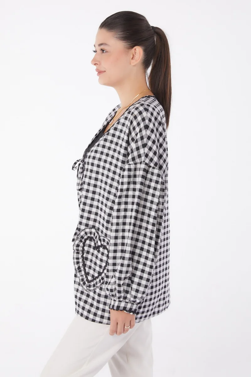 Tofisa Plain Medium Women's Black Heart Cardigan - 26136