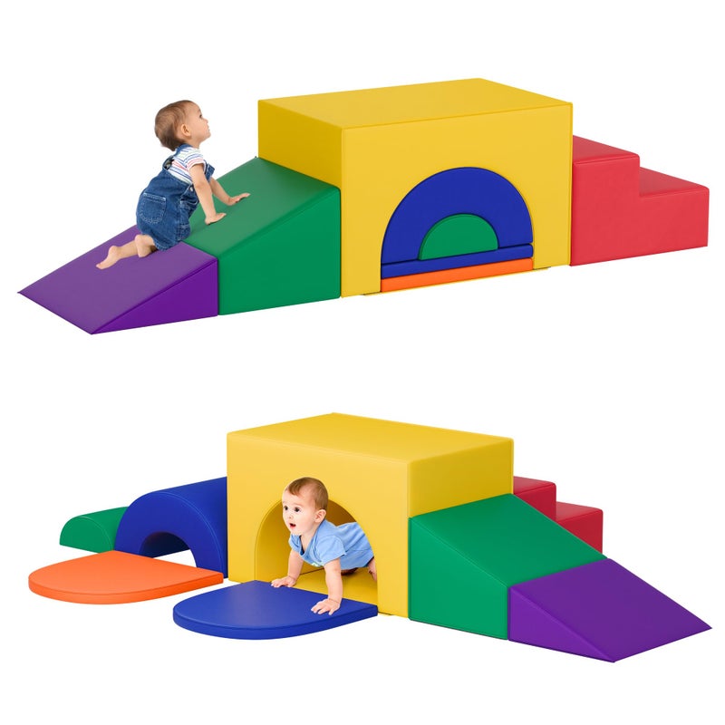 TOLEAD Soft Foam Climbing Blocks Set Large 5in1 Soft Play Toys Crawling Sliding Climbing Arch for Toddlers Foam Playset for NurseryPreschool Classic American Color - Image 2