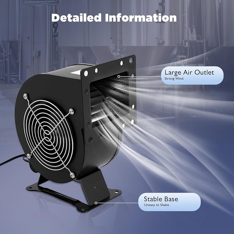 120W Small Centrifugal Blower Fan 196CFM Flange Draft Fan Pure Copper Motor IP54 Black - Image 4