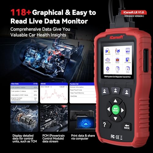 iCarsoft LR V1.0 for Land Rover/Jaguar OBD2 Scanner, All System Diagnostic Scan Tool Oil/SAS Reset Battery Test CAN Car Code Reader,DTC Lookup, 118 Live Data, VIN, Freeze Frame - Image 5