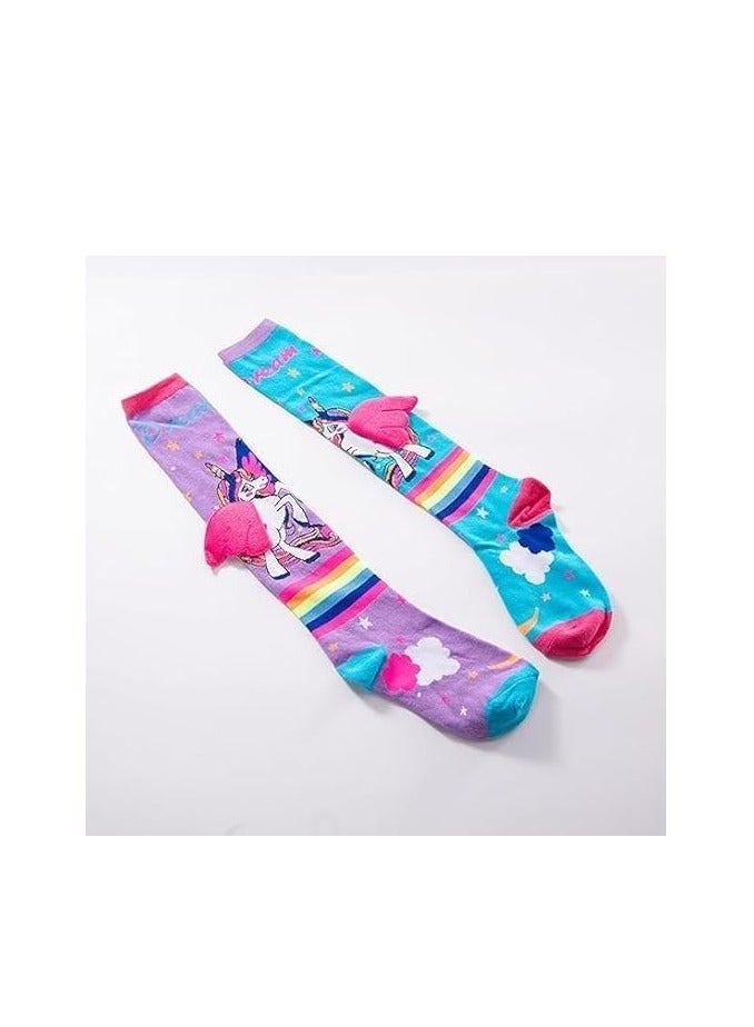 Sylqvxh 7-12 Year Old Kids Girls Knee High Socks Little Girls Cute Crazy Funny Animal Pattern Long Boot Socks with 3D Wings - Image 3