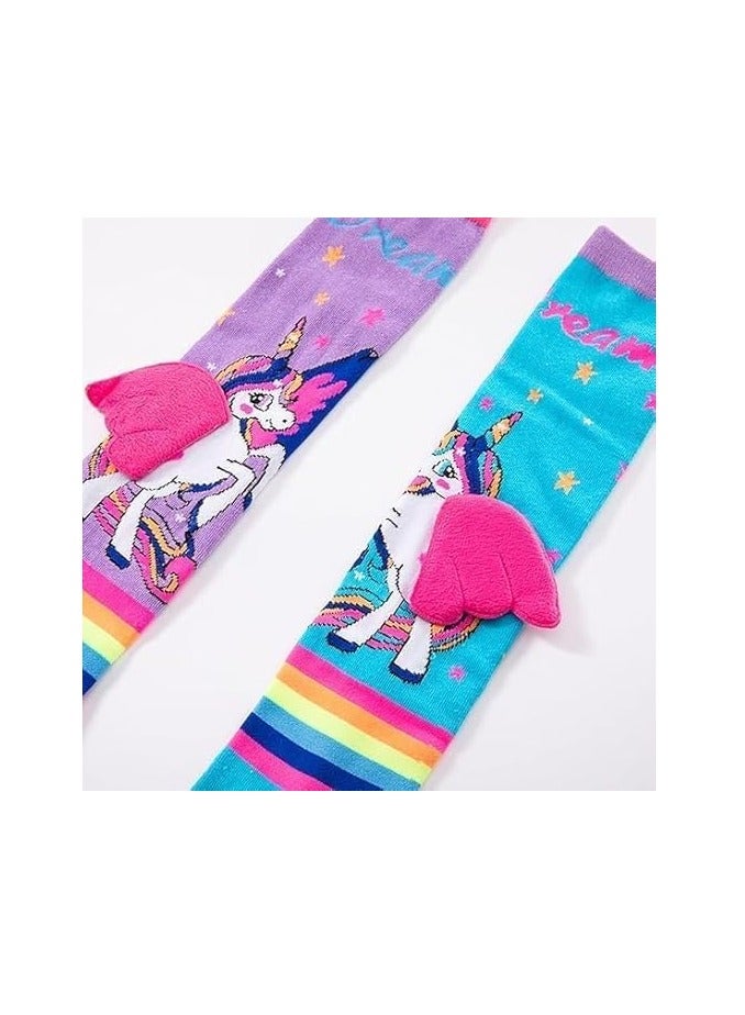 Sylqvxh 7-12 Year Old Kids Girls Knee High Socks Little Girls Cute Crazy Funny Animal Pattern Long Boot Socks with 3D Wings - Image 5