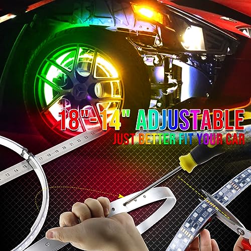 Beatto Adjustable 1418inch 2Rows Adjustable Wheel Ring Lights RGBW Wheel Lights for Truck LED Chases Dancing Color Rim Lights Fit for All Truck Pickup Car SUV OffRoad 4 Wheels Vehicle - Image 3