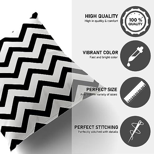 HOOPY Set of 5 Designer Decorative Throw Pillow/Cushion Covers (16 inch x 16 inch, Black Geometric Print) - Image 3
